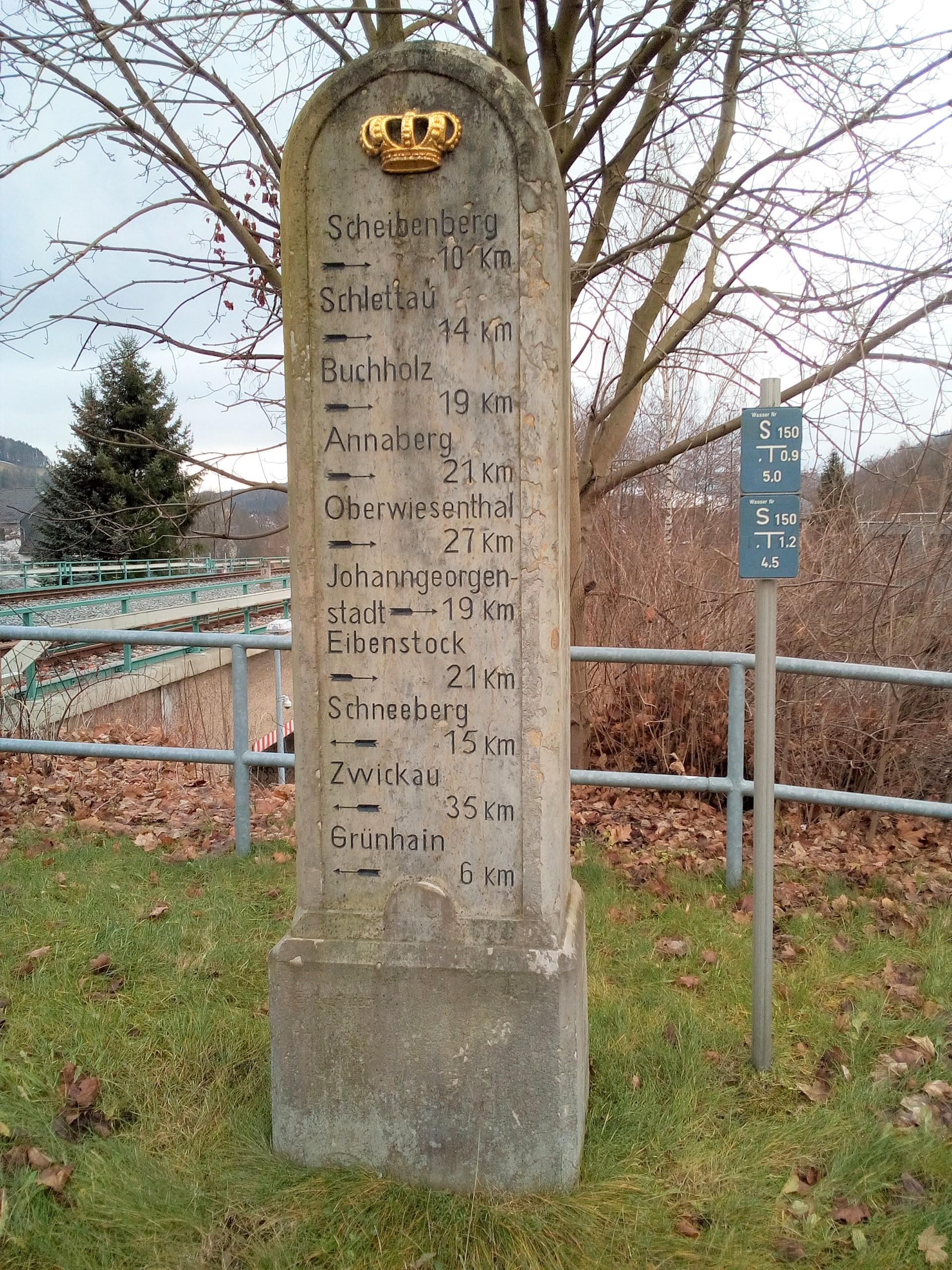 Royal Saxon Post Milestone in Schwarzenberg